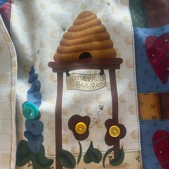 Women’s Hand Made Country Style Denim Embroidered VEST Bears Bees , Medium M - Picture 3 of 7